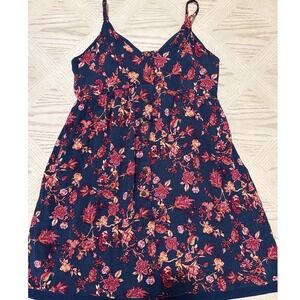 Sequin Hearts Dress Womens Small Floral Print Faux Button Front Mini‎ Sundress